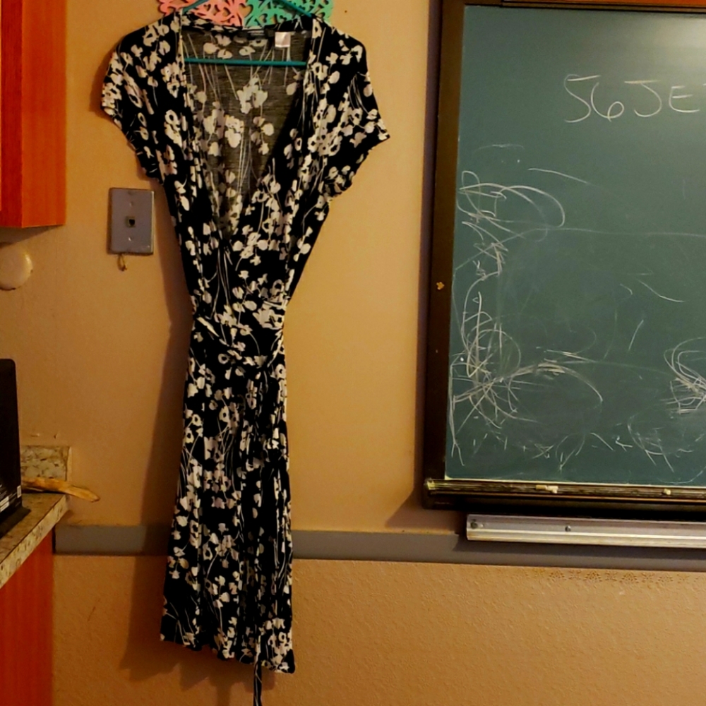 Black and white wrap around dress